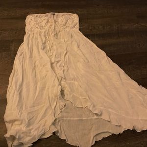 Cream/tan colored strapless dress